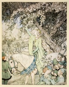 How Queen Guenever rode a-maying into the woods and fields beside Westminster, illustration from 